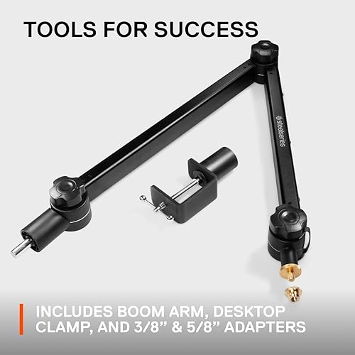 STEELSERIES ALIAS PRO MIC BOOM ARM 360 ROTATION, DESK CLAMP, CABLE MANAGEMENT, ADAPTERS