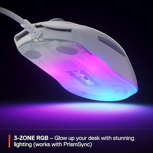 STEELSERIES RIVAL 3 GEN 2 GAMING MOUSE - 8500 DPI OPTICAL SENSOR, 60M CLICKS, RGB WHITE