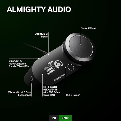 STEELSERIES GAMEDAC GEN 2 HI-RES AUDIO AMPLIFIER WITH ESS SABRE QUAD-DAC AI NOISE CANCEL