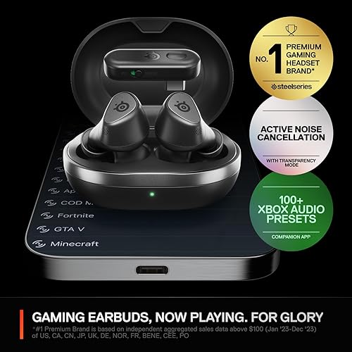 STEELSERIES ARCTIS GAMEBUDS WIRELESS GAMING EARBUDS FOR XBOX PC PS5 SWITCH MOBILE - ANC, IP55, 40H B