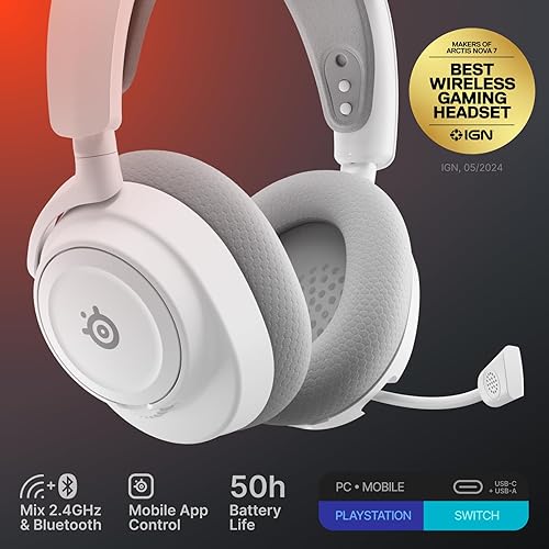 STEELSERIES ARCTIS NOVA 7 WIRELESS GEN 2 GAMING HEADSET WHITE 50 HR, BLUETOOTH, PC, PS5, SWITCH