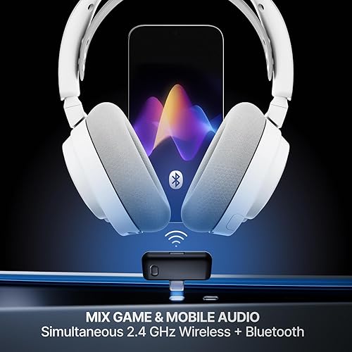 STEELSERIES ARCTIS NOVA 7 WIRELESS GEN 2 GAMING HEADSET WHITE 50 HR, BLUETOOTH, PC, PS5, SWITCH