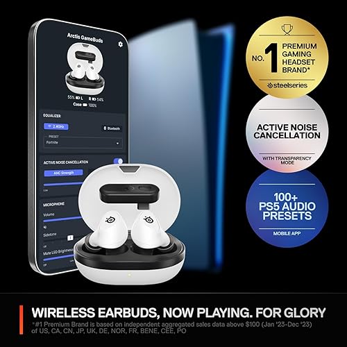 STEELSERIES ARCTIS GAMEBUDS WIRELESS GAMING EARBUDS FOR PS PC SWITCH WITH ANC 40H BATTERY