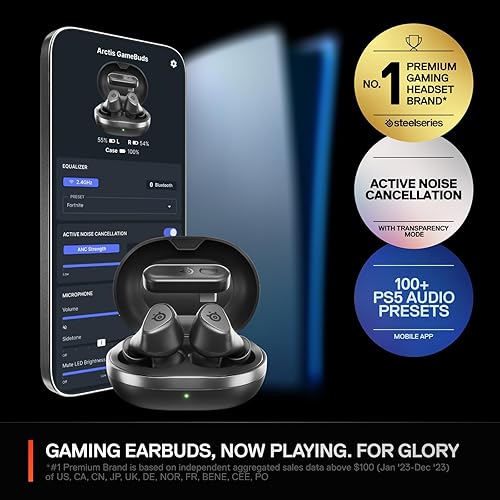 STEELSERIES ARCTIS GAMEBUDS WIRELESS EARBUDS FOR PS PC SWITCH MOBILE ANC, BLUETOOTH 5.3, 40H BATTERY