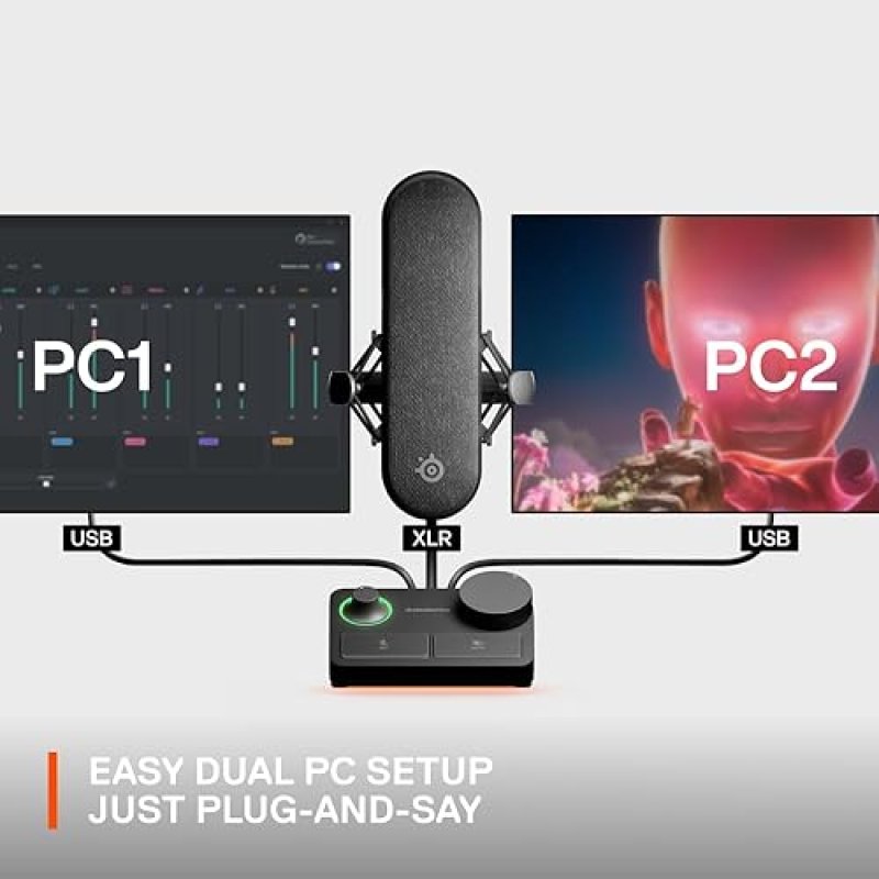 STEELSERIES ALIAS PRO KIT XLR MIC STREAM MIXER USB XLR RGB FOR GAMING, STREAMING, PODCASTING