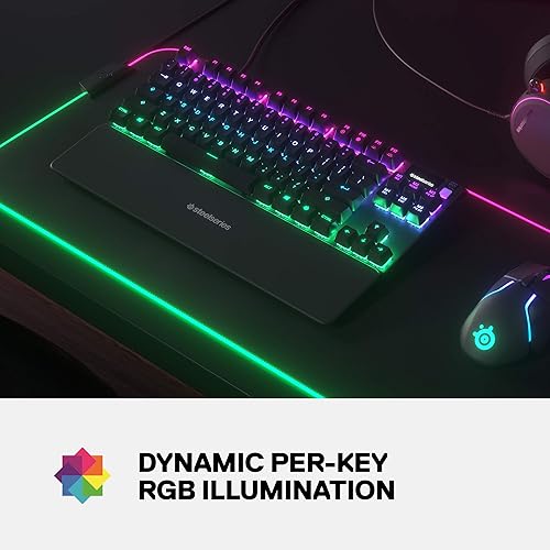 STEELSERIES APEX 7 TKL MECHANICAL GAMING KEYBOARD RGB, OLED DISPLAY, USB PASSTHROUGH, RED SWITCH