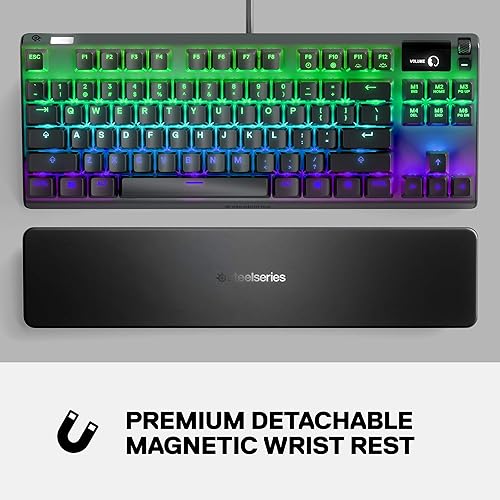 STEELSERIES APEX 7 TKL MECHANICAL GAMING KEYBOARD RGB, OLED DISPLAY, USB PASSTHROUGH, RED SWITCH