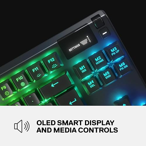 STEELSERIES APEX 7 TKL MECHANICAL GAMING KEYBOARD RGB, OLED DISPLAY, USB PASSTHROUGH, RED SWITCH