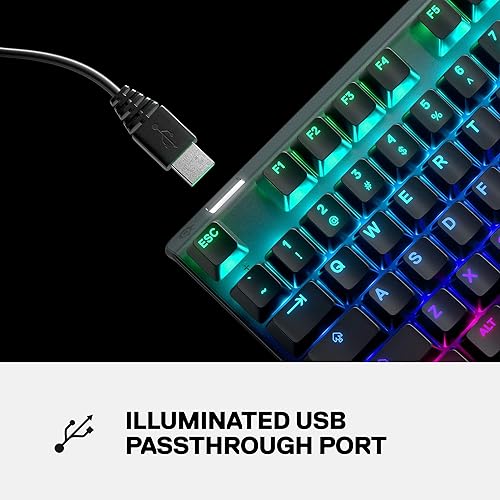 STEELSERIES APEX 7 TKL MECHANICAL GAMING KEYBOARD RGB, OLED DISPLAY, USB PASSTHROUGH, RED SWITCH
