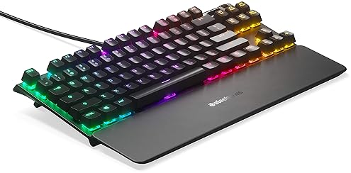 STEELSERIES APEX 7 TKL MECHANICAL GAMING KEYBOARD RGB, OLED DISPLAY, USB PASSTHROUGH, RED SWITCH