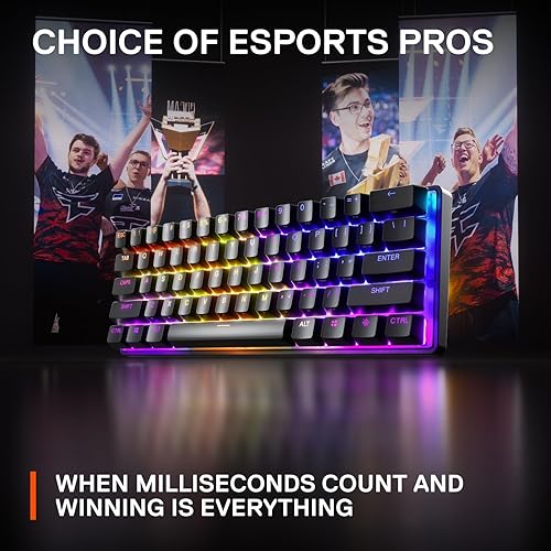 STEELSERIES APEX PRO MINI 60 GAMING KEYBOARD ADJUSTABLE ACTUATION, RGB, PBT KEYCAPS, USB-C