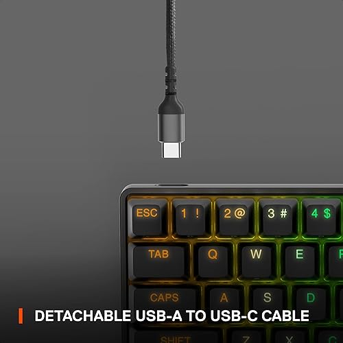 STEELSERIES APEX PRO MINI 60 GAMING KEYBOARD ADJUSTABLE ACTUATION, RGB, PBT KEYCAPS, USB-C