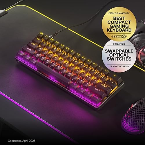 STEELSERIES APEX 9 MINI 60 HOTSWAP OPTICAL KEYBOARD RGB ALUMINUM FRAME DOUBLE SHOT PBT KEYCAPS