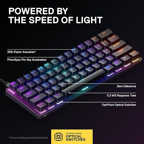 STEELSERIES APEX 9 MINI 60 HOTSWAP OPTICAL KEYBOARD RGB ALUMINUM FRAME DOUBLE SHOT PBT KEYCAPS
