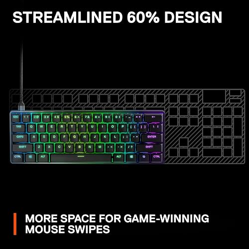 STEELSERIES APEX 9 MINI 60 HOTSWAP OPTICAL KEYBOARD RGB ALUMINUM FRAME DOUBLE SHOT PBT KEYCAPS
