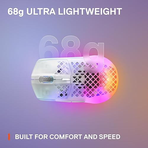 STEELSERIES AEROX 3 WIRELESS RGB GAMING MOUSE 18K DPI TRUEMOVE AIR, ULTRA-LIGHT, WATER RESISTANT
