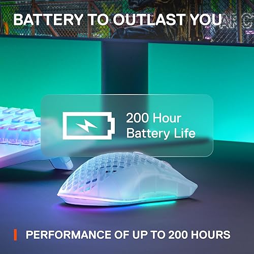 STEELSERIES AEROX 3 WIRELESS RGB GAMING MOUSE 18K DPI TRUEMOVE AIR, ULTRA-LIGHT, WATER RESISTANT