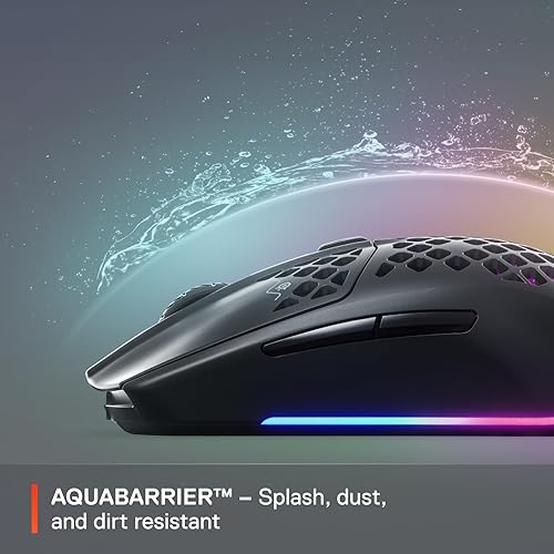 STEELSERIES AEROX 3 WIRELESS GAMING MOUSE - ULTRA-LIGHTWEIGHT, WATER RESISTANT, 18K DPI RGB