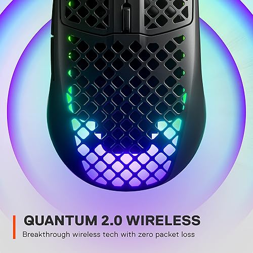 STEELSERIES AEROX 3 WIRELESS GAMING MOUSE - ULTRA-LIGHTWEIGHT, WATER RESISTANT, 18K DPI RGB