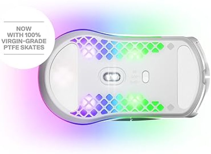 STEELSERIES AEROX 3 WIRELESS GAMING MOUSE - ULTRA-LIGHT, WATER RESISTANT, 18K DPI RGB SNOW