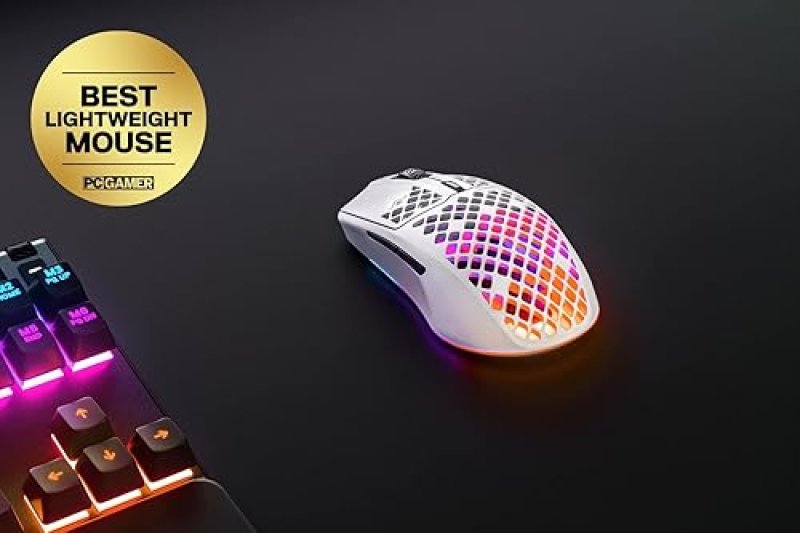 STEELSERIES AEROX 3 WIRELESS GAMING MOUSE - ULTRA-LIGHT, WATER RESISTANT, 18K DPI RGB SNOW