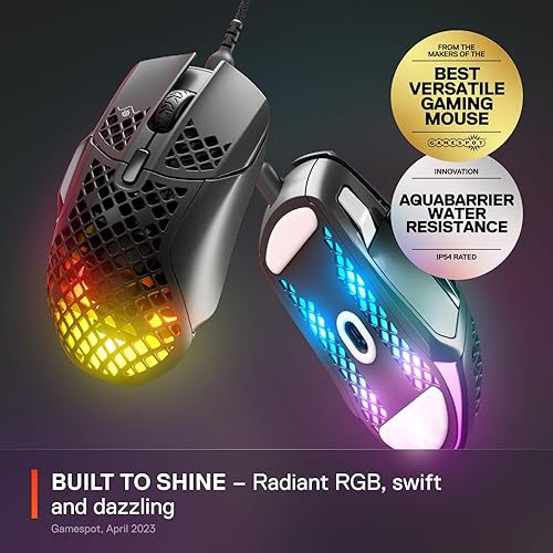 STEELSERIES AEROX 5 ULTRA-LIGHT RGB GAMING MOUSE WITH 18K DPI TRUEMOVE AIR SENSOR, WATER RESISTANT