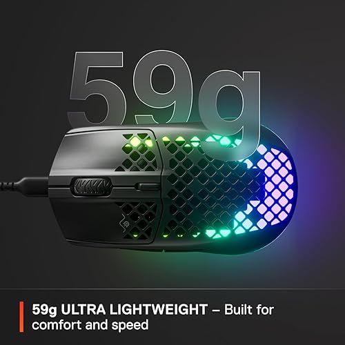 STEELSERIES AEROX 3 ONYX RGB GAMING MOUSE - ULTRA-LIGHT, WATER RESISTANT, 8500 DPI OPTICAL SENSOR