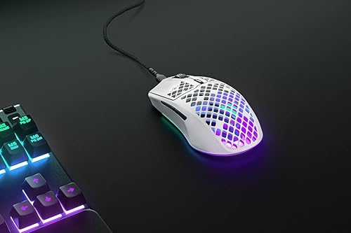 STEELSERIES AEROX 3 SNOW RGB GAMING MOUSE - ULTRA-LIGHT, WATER RESISTANT, 8500 DPI SENSOR
