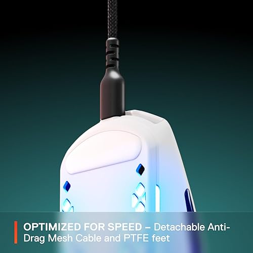 STEELSERIES AEROX 3 SNOW RGB GAMING MOUSE - ULTRA-LIGHT, WATER RESISTANT, 8500 DPI SENSOR