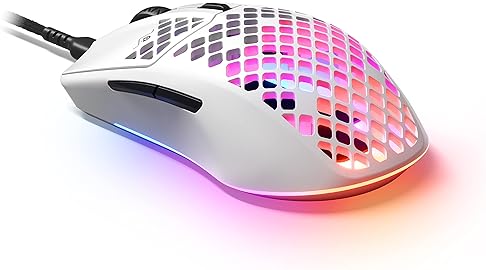 STEELSERIES AEROX 3 SNOW RGB GAMING MOUSE - ULTRA-LIGHT, WATER RESISTANT, 8500 DPI SENSOR