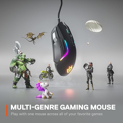 STEELSERIES RIVAL 5 GAMING MOUSE BLACK 18,000 CPI TRUEMOVE AIR, 9 PROGRAMMABLE BUTTONS, RGB