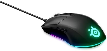STEELSERIES RIVAL 3 GAMING MOUSE WITH 8500 CPI TRUEMOVE CORE, 6 BUTTONS, RGB LIGHTING, BLACK