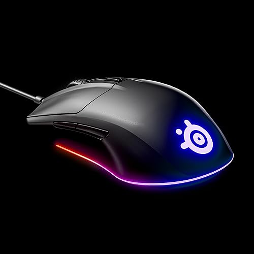 STEELSERIES RIVAL 3 GAMING MOUSE WITH 8500 CPI TRUEMOVE CORE, 6 BUTTONS, RGB LIGHTING, BLACK