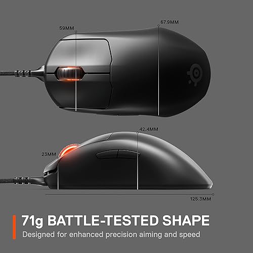 STEELSERIES PRIME EDITION FPS GAMING MOUSE ULTRA LIGHTWEIGHT 69G, 5 BUTTONS, RGB, PC MAC