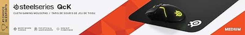 STEELSERIES QCK MEDIUM GAMING MOUSE PAD - THICK CLOTH, PEAK TRACKING STABILITY, BLACK