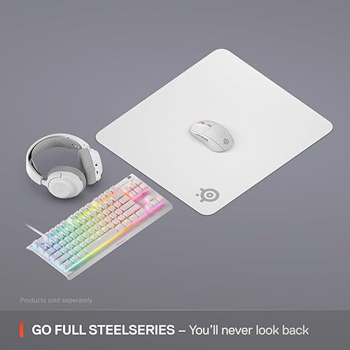 STEELSERIES QCK LARGE WHITE GAMING MOUSE PAD - MICRO-WOVEN SURFACE FOR PRECISION CONTROL