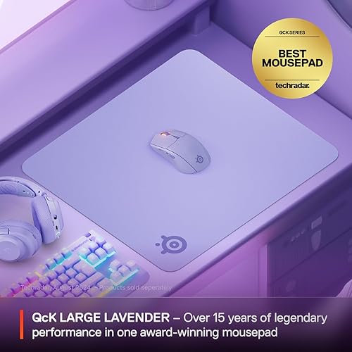 STEELSERIES QCK LARGE LAVENDER GAMING MOUSE PAD - MICRO-WOVEN SURFACE FOR PRECISION CONTROL