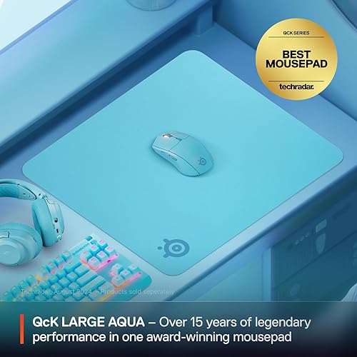 STEELSERIES QCK LARGE AQUA GAMING MOUSE PAD - MICRO-WOVEN SURFACE FOR PRECISION CONTROL
