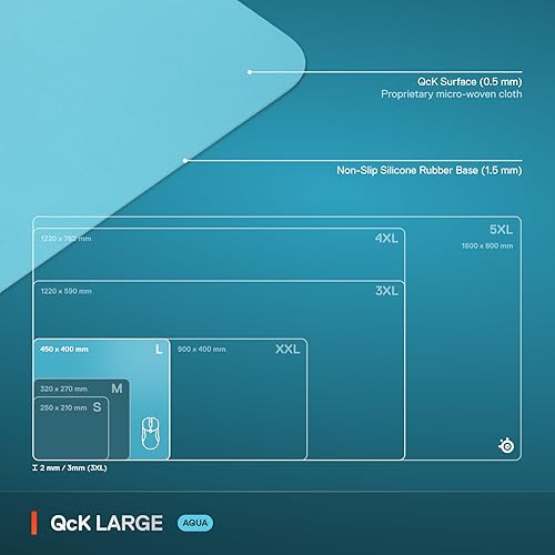 STEELSERIES QCK LARGE AQUA GAMING MOUSE PAD - MICRO-WOVEN SURFACE FOR PRECISION CONTROL