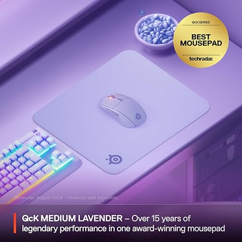 STEELSERIES QCK CLOTH GAMING MOUSE PAD MEDIUM LAVENDER - MICRO-WOVEN SURFACE, SENSOR OPTIMIZED