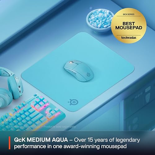 STEELSERIES QCK CLOTH GAMING MOUSE PAD MEDIUM AQUA MICRO-WOVEN SURFACE FOR PRECISION CONTROL