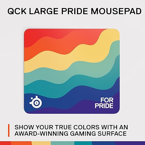 STEELSERIES QCK LARGE PRIDE EDITION GAMING MOUSE PAD DURABLE, WASHABLE, RAINBOW DESIGN