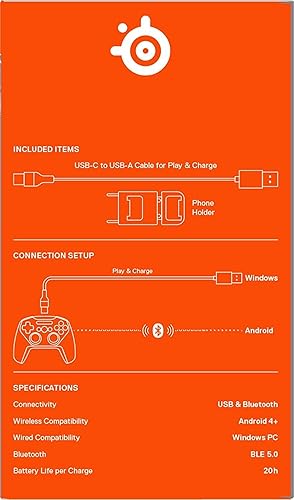STEELSERIES STRATUS BLUETOOTH GAMING CONTROLLER FOR ANDROID WINDOWS WITH HALL EFFECT SENSORS