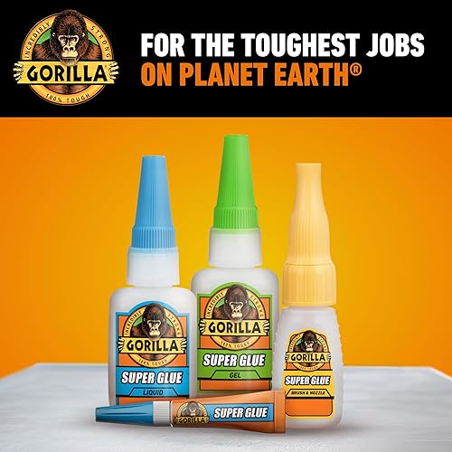 GORILLA SUPER GLUE 12G CLEAR WITH BRUSH NOZZLE APPLICATOR FAST SETTING ALL-PURPOSE REPAIR