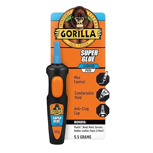 GORILLA SUPER GLUE PEN 5.5G FAST SETTING, CLEAR CYANOACRYLATE WITH PRECISE APPLICATOR
