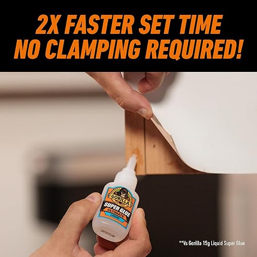 GORILLA ULTIMATE SUPER GLUE CLEAR 15G - FAST-SETTING CYANOACRYLATE WITH ANTI-CLOG CAP
