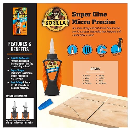 GORILLA MICRO PRECISE SUPER GLUE 5.5G CLEAR FAST-SETTING ALL-PURPOSE ADHESIVE FOR REPAIRS