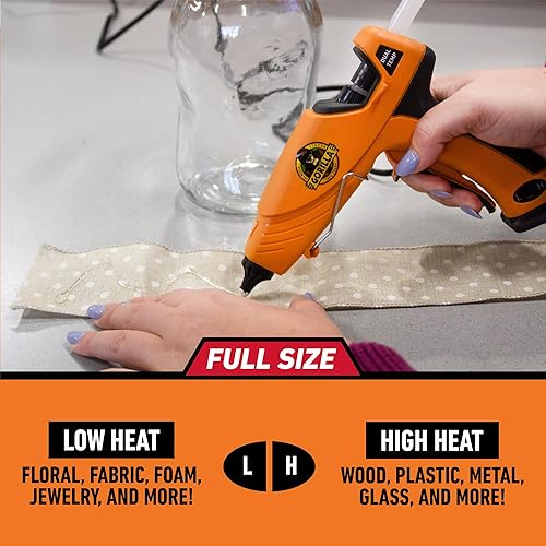 GORILLA DUAL TEMP HOT GLUE GUN WITH PRECISION NOZZLE, EASY SQUEEZE TRIGGER - 1 PACK