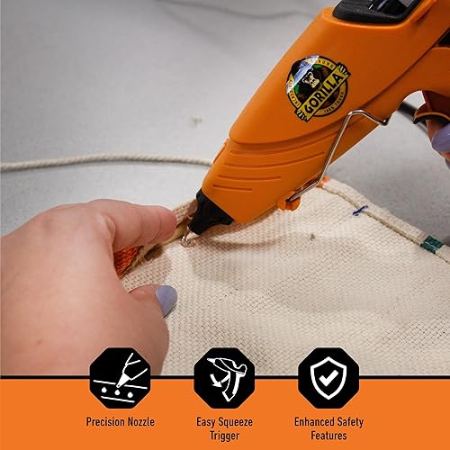 GORILLA FULL SIZE HOT GLUE GUN KIT WITH 45 STICKS DUAL TEMP, PRECISION NOZZLE, EASY SQUEEZE
