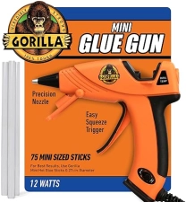 GORILLA MINI HOT GLUE GUN KIT WITH 75 STICKS DUAL TEMP, PRECISION NOZZLE, EASY SQUEEZE TRIGGER